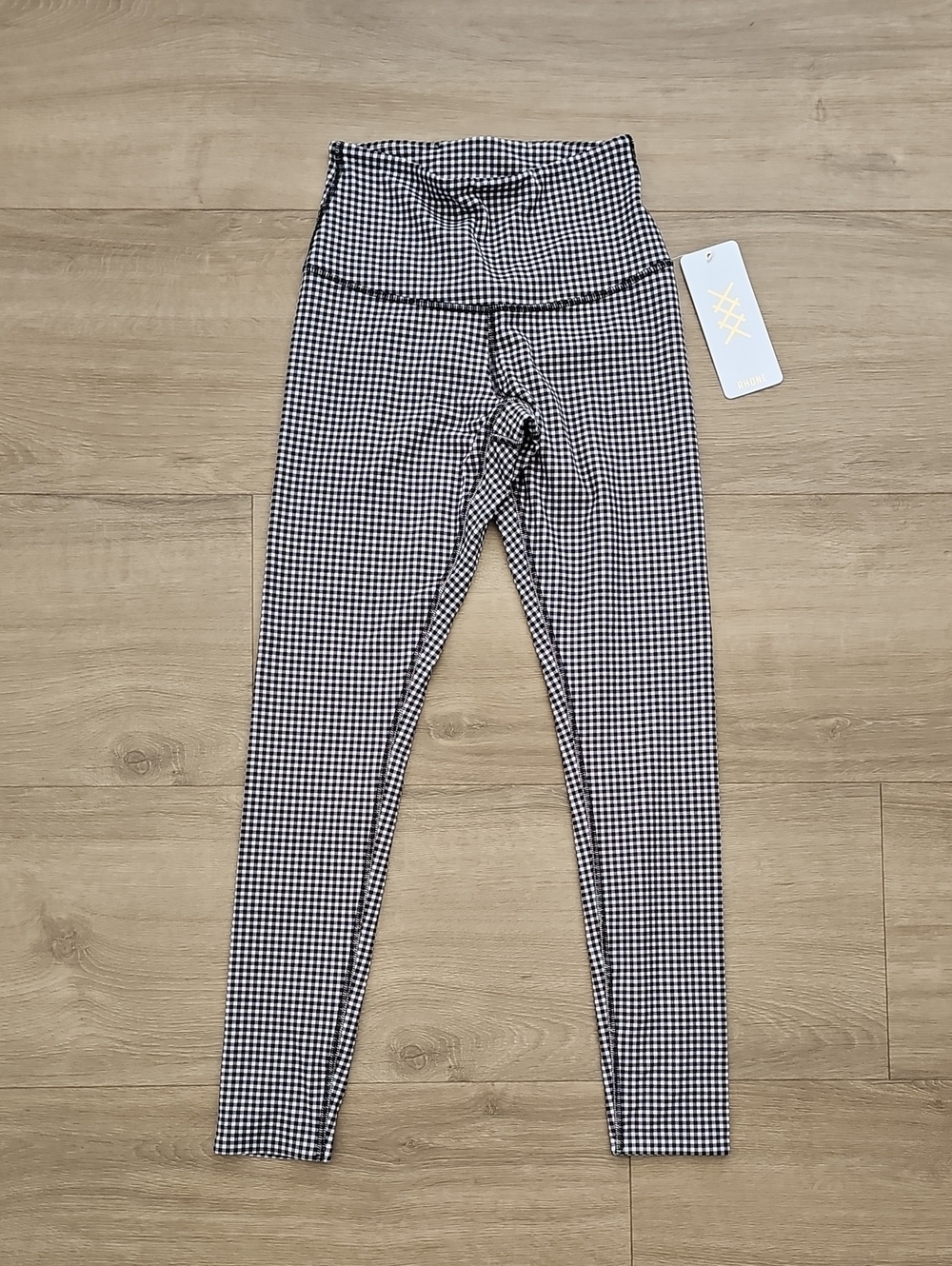RHONE Revive 7/8 Black & White Gingham High-Waist Leggings Size XS